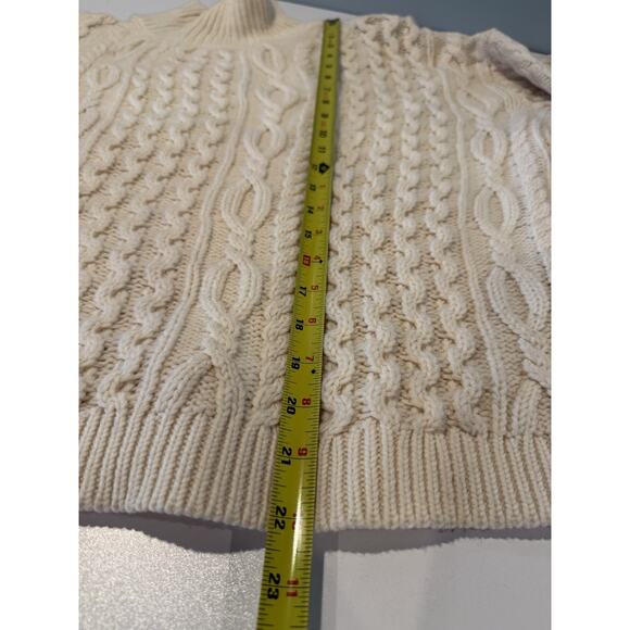 Alice + Olivia Womens Sz L Cream Kenny Oversized Cableknit Sweater Wool Chunky - Picture 7 of 7
